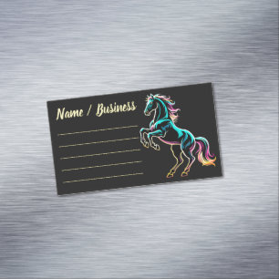 Cartão De Visitas Magnético Luz Neon de Cavalo Efeito Glitch Estilo Retro