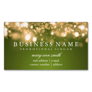 Cartão De Visitas Magnético Luzes Dourados profissionais elegantes da faísca