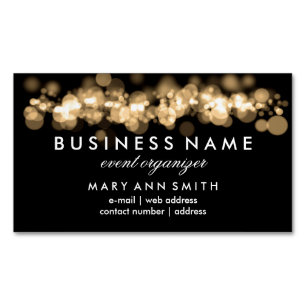 Cartão De Visitas Magnético Luzes Dourados profissionais elegantes de Bokeh