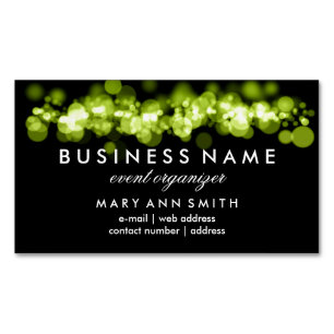 Cartão De Visitas Magnético Luzes verdes profissionais elegantes de Bokeh