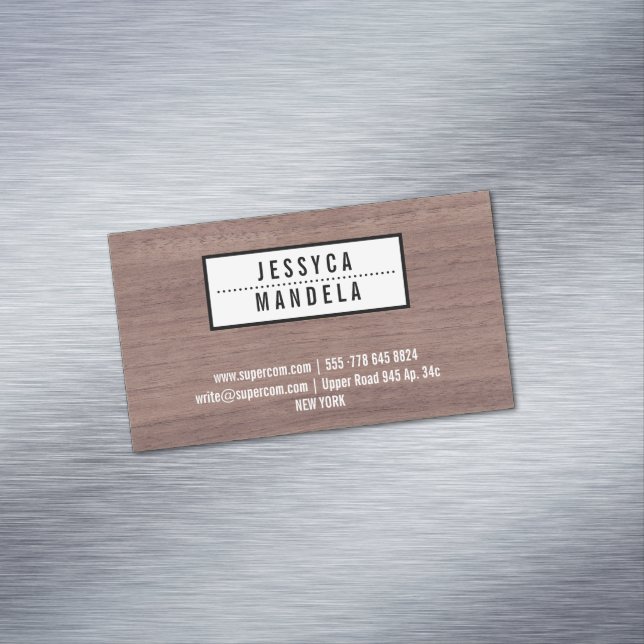 Cartão De Visitas Magnético Madeira com Hazel Wood (Posição Original)