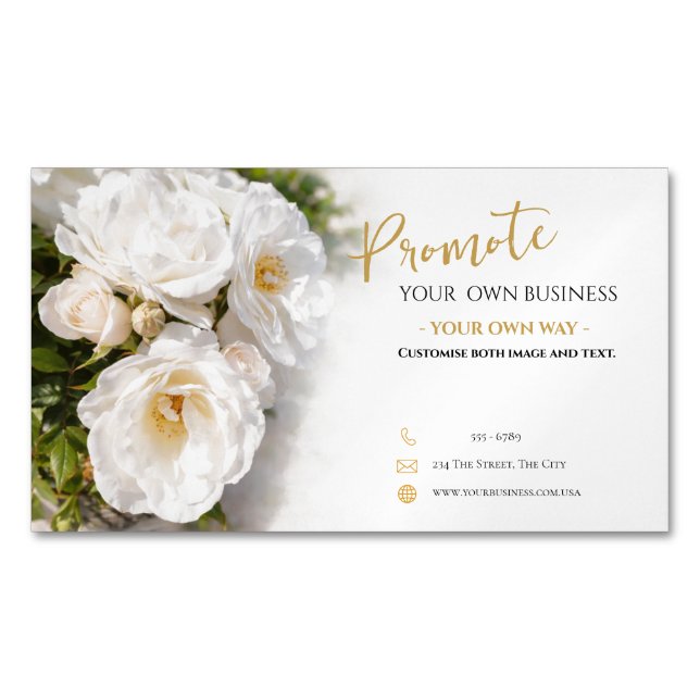 Cartão De Visitas Magnético Magnetic Business Card Floral Template (Frente)