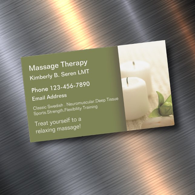 Cartão De Visitas Magnético Magnetos Cartão de visita de terapia de massagem (massage therapy business card magnets by custom business templates)