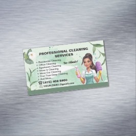 Cartão De Visitas Magnético Maid Janitorial Lady Cartão de visita Clearing