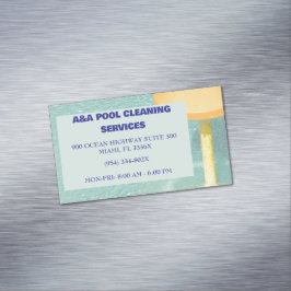 Cartão De Visitas Magnético Manutenção de Piscina Azul