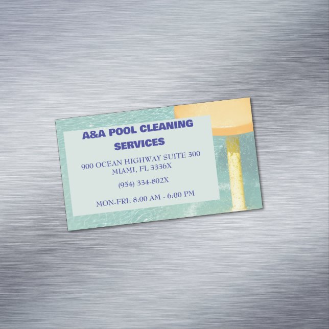 Cartão De Visitas Magnético Manutenção de Piscina Azul (Posição Original)