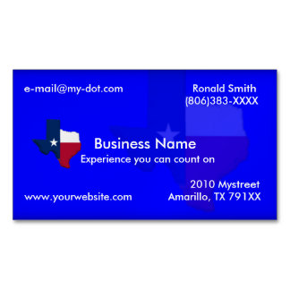 Cartão De Visitas Magnético Mapa azul escuro da bandeira de Texas