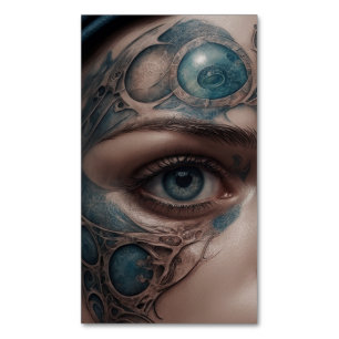 Cartão De Visitas Magnético Mapa de tatuagem ultra detalhado no rosto da mulhe