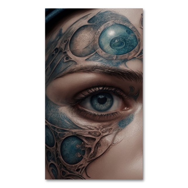 Cartão De Visitas Magnético Mapa de tatuagem ultra detalhado no rosto da mulhe (Frente Vertical)
