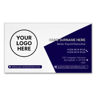 Cartão De Visitas Magnético Marinho QR Professional Corporate Modern