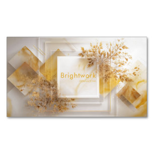Cartão De Visitas Magnético Mármore Dourado Folhagem Geométrica Abstrata