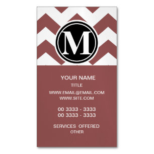 Cartão De Visitas Magnético Marsala Chevron Monogrammed