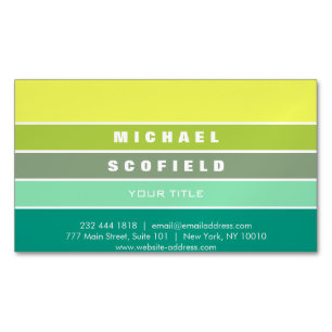 Cartão De Visitas Magnético Máscaras da paleta de cores verde 001