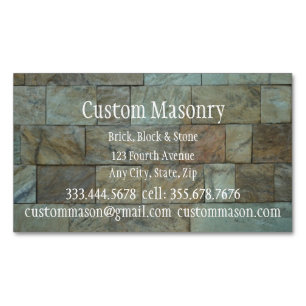 Cartão De Visitas Magnético Masonry Brick Rock Stone Block Personalizado