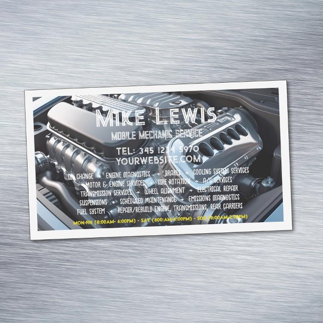 Cartão De Visitas Magnético Mecânica móvel (Mobile Mechanic Business Card Magnets)