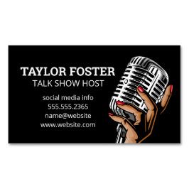 Cartão De Visitas Magnético Microfone de retenção manual | Cantora | Anfitrião