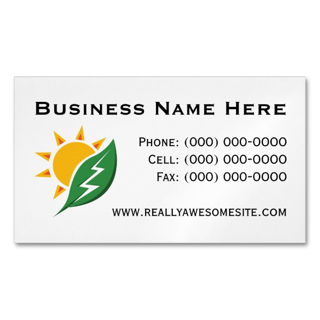 Cartão De Visitas Magnético Minimalist Professional Solar Energy Contact Info (Frente)