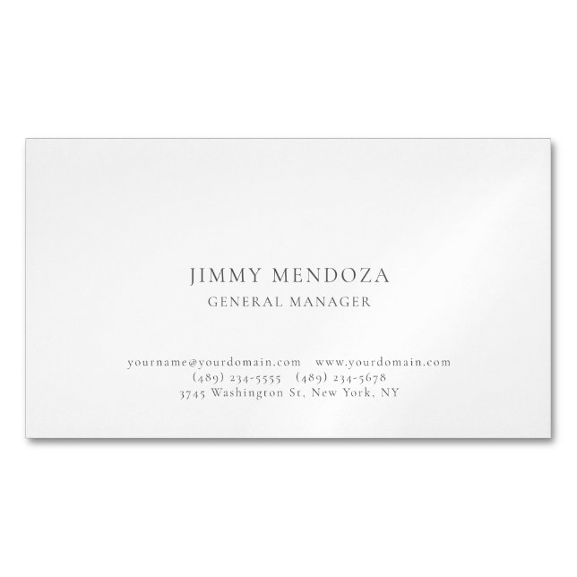 Cartão De Visitas Magnético Minimalista Moderno Simples Profissional (Frente)