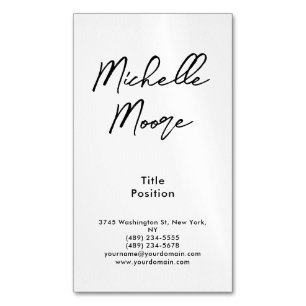 Cartão De Visitas Magnético Minimalista Preto e Branco
