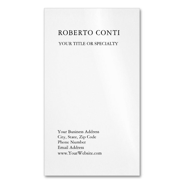 Cartão De Visitas Magnético Minimalista simples moderno (Frente Vertical)
