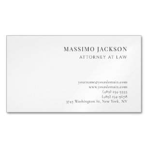 Cartão De Visitas Magnético Minimalista Simples Moderno Preto e Branco
