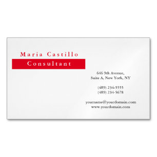 Cartão De Visitas Magnético Minimalista Vermelho Elegante Moderno
