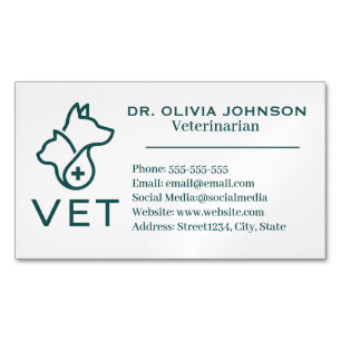 Cartão De Visitas Magnético Minimalista Veterinária Personalizável