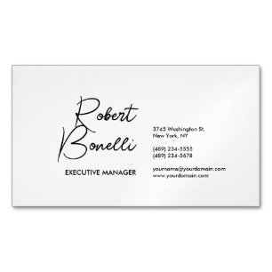 Cartão De Visitas Magnético Mínimo preto e branco moderno, brilhante