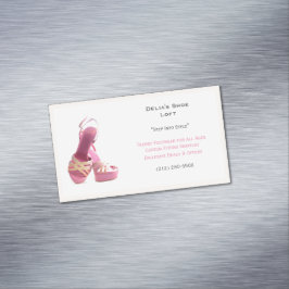 Cartão De Visitas Magnético Moda branca rosa-Calçados feminina