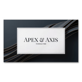 Cartão De Visitas Magnético Modern 3D Black and Rose Gold Fluid Waves