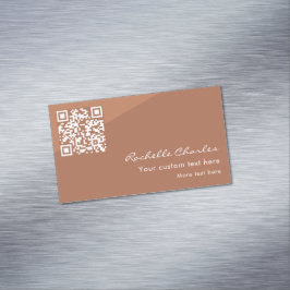 Cartão De Visitas Magnético Modern Elegant Copper Tan QR Code 