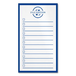 Cartão De Visitas Magnético Modern Monogram Name Navy Blue To Do List