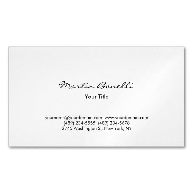 Cartão De Visitas Magnético Modern Simple Black & White Professional (Frente)