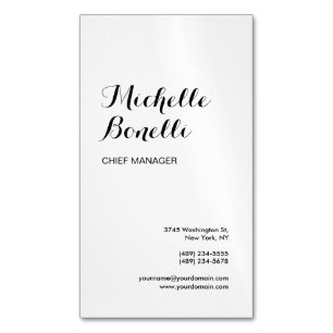 Cartão De Visitas Magnético Moderno branco preto mínimo profissional