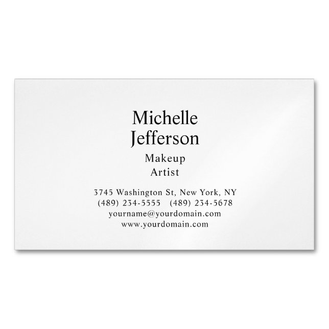 Cartão De Visitas Magnético Moderno Mínimo Negro e Branco (Frente)