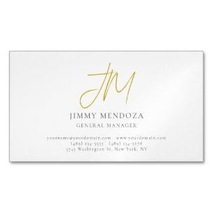 Cartão De Visitas Magnético Moderno Monograma Dourado Minimalista Simples