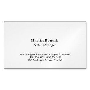 Cartão De Visitas Magnético Moderno Profissional Clássico Preto e Branco