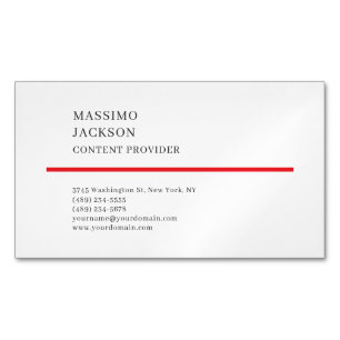 Cartão De Visitas Magnético Moderno Simples Preto Vermelho Branco Minimalista