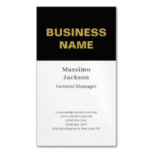Cartão De Visitas Magnético Moderno Simples Tendência Minimalista Preto Branco