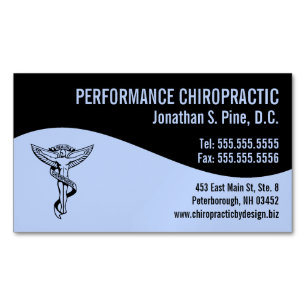 Cartão De Visitas Magnético Moderno Swirl Chiro Angel Emblem Chiropracinha