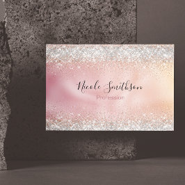 Cartão De Visitas Magnético Monograma cinzento rosa dourado cônico prateado