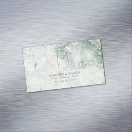 Cartão De Visitas Magnético Monograma do Salão Abstrato de Cabelo Azul