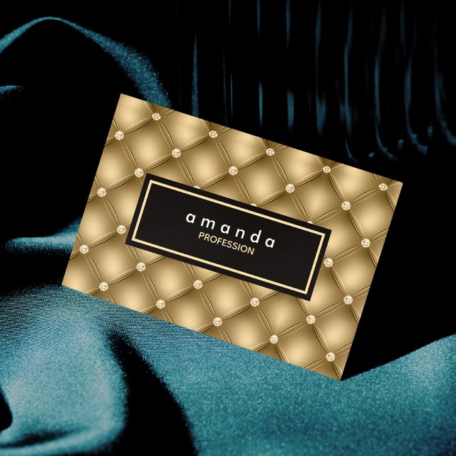 Cartão De Visitas Magnético Monograma glitter cintilante dourado elegante (Criador carregado)