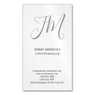 Cartão De Visitas Magnético Monograma moderno e simples de escrita manual