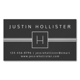 Cartão De Visitas Magnético Monograma Profissional Moderno Clássico | Cinzas e