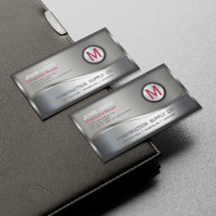 Cartão De Visitas Magnético Monograma Silver B com estrutura metálica de cons