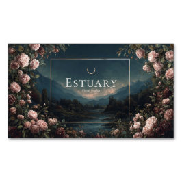 Cartão De Visitas Magnético Moody Rose Floral and Twilight Mountain Landscape