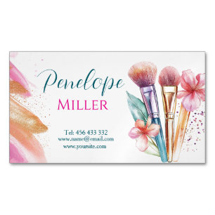 Cartão De Visitas Magnético na moda com pincéis para maquiagem