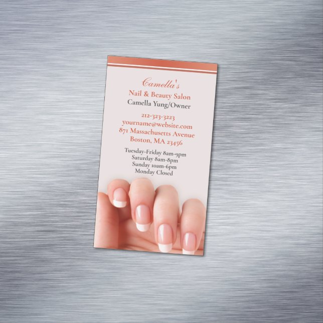 Cartão De Visitas Magnético Nail Salon Artist (Posição Original)