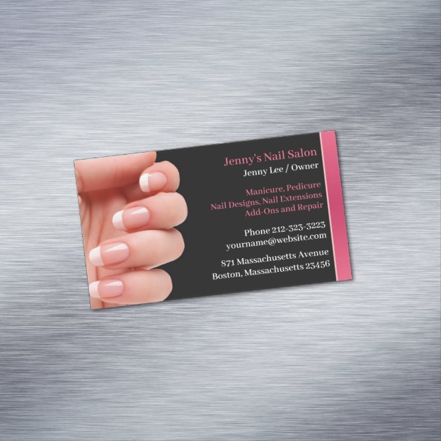 Cartão De Visitas Magnético Nail Salon Artist (Posição Original)